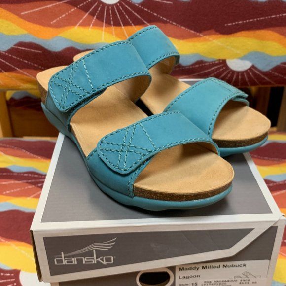 Dansko Women's Maddy Wedge Sandals- Black Milled Nubuck